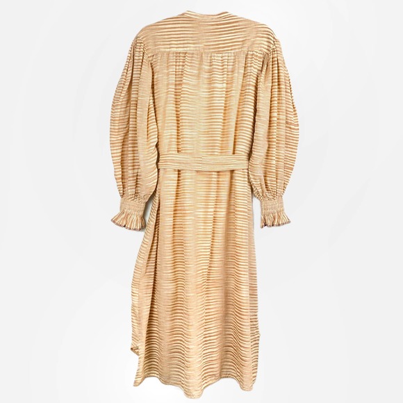 NWT Ulla Johnson Fiora Shirt Dress in Stripe Fawn Color Tie waist Casual Sz 8 - Picture 4 of 15